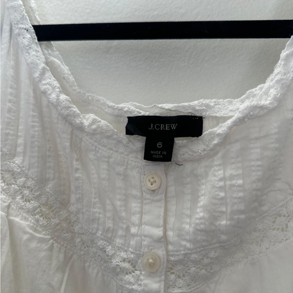 J. Crew White Eyelet Button-Front Maxi Dress with Ruffle Hem - Picture 3 of 8